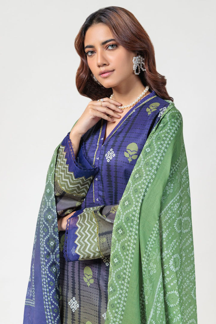 Digital Printed Lawn Blue Stitched Suit - Bonanza