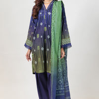 Digital Printed Lawn Blue Stitched Suit - Bonanza