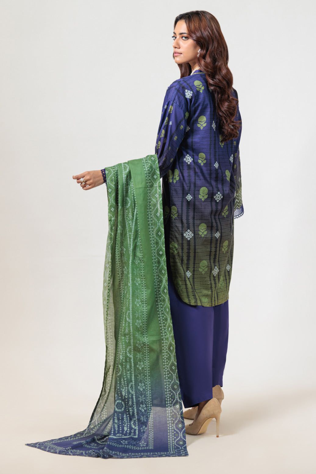 Digital Printed Lawn Blue Stitched Suit - Bonanza