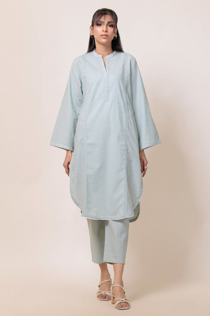 Dyed Self Jacquard Grey Stitched Suit - Bonanza