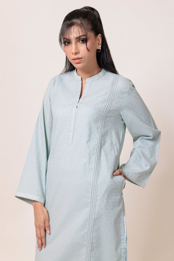 Dyed Self Jacquard Grey Stitched Suit - Bonanza