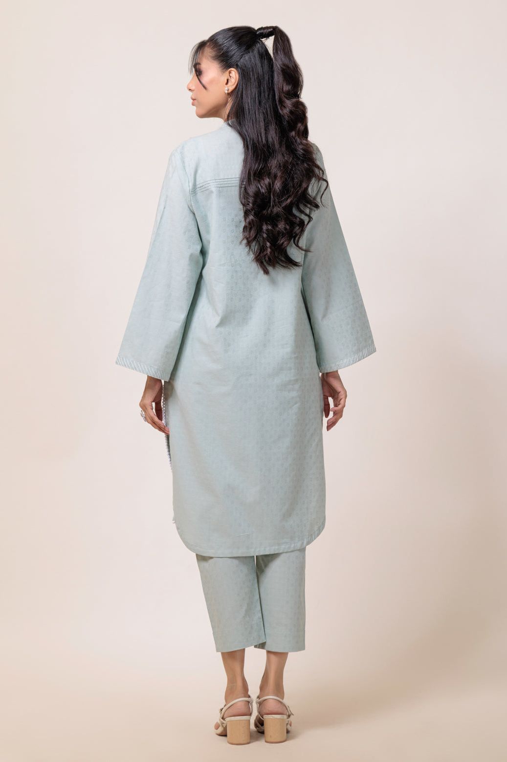 Dyed Self Jacquard Grey Stitched Suit - Bonanza