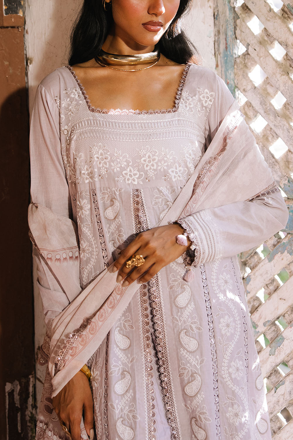 Embroidered Lawn Lilac Stitched Suit - Gul Ahmed