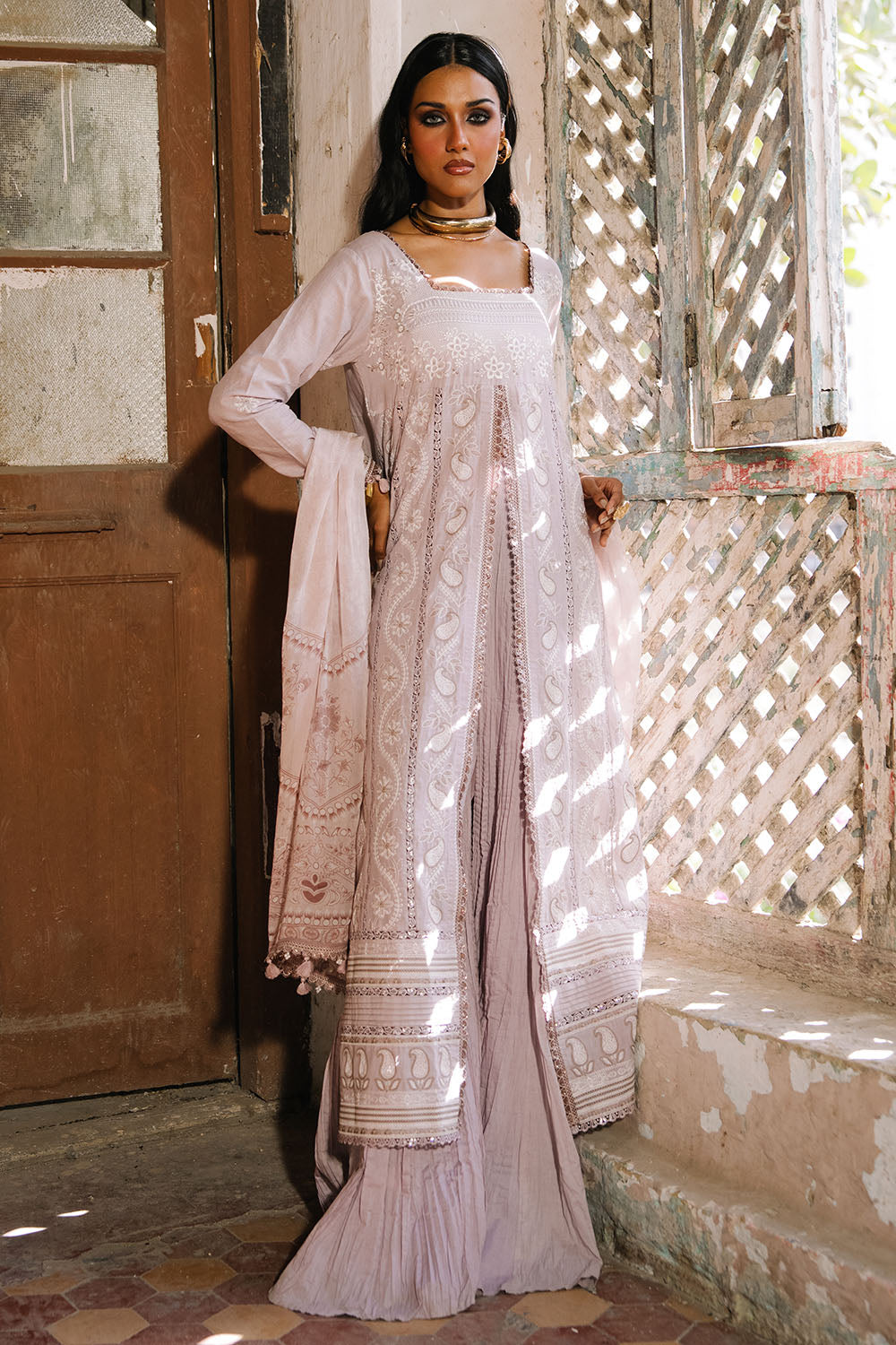 Embroidered Lawn Lilac Stitched Suit - Gul Ahmed