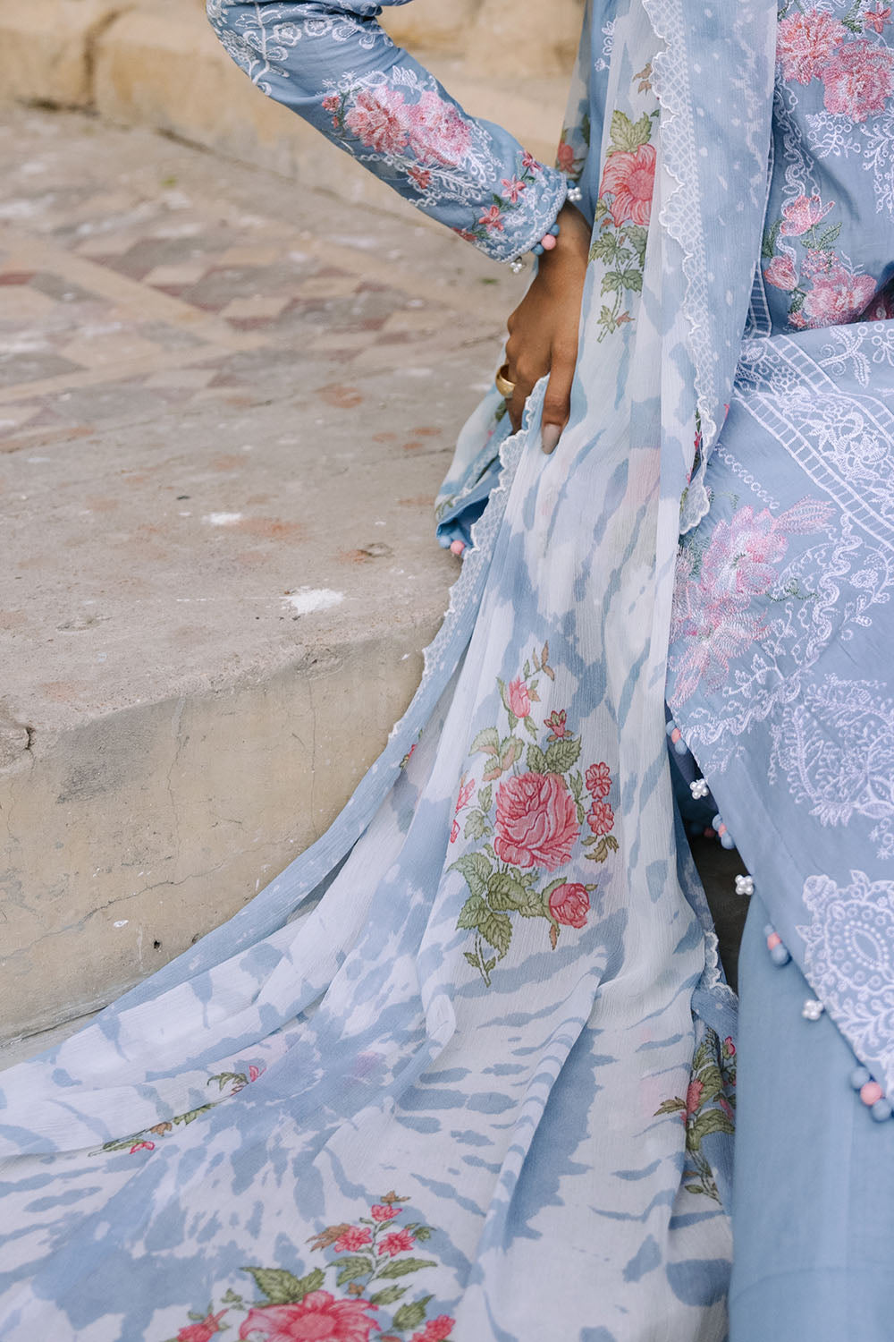 Embroidered Lawn Blue Stitched Suit - Gul Ahmed