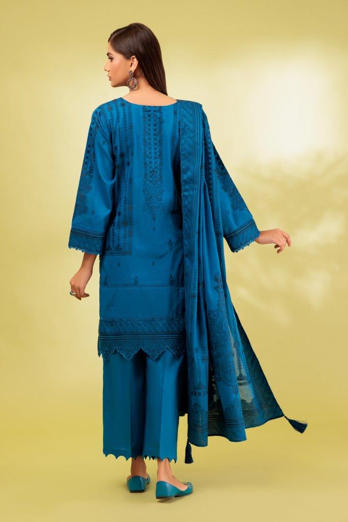 Jacquard Blue 3 Piece Stitched Suit - Bonanza