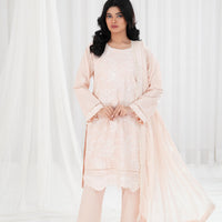 Rosy Dusk - Cross Stitch Chikankari Stitched