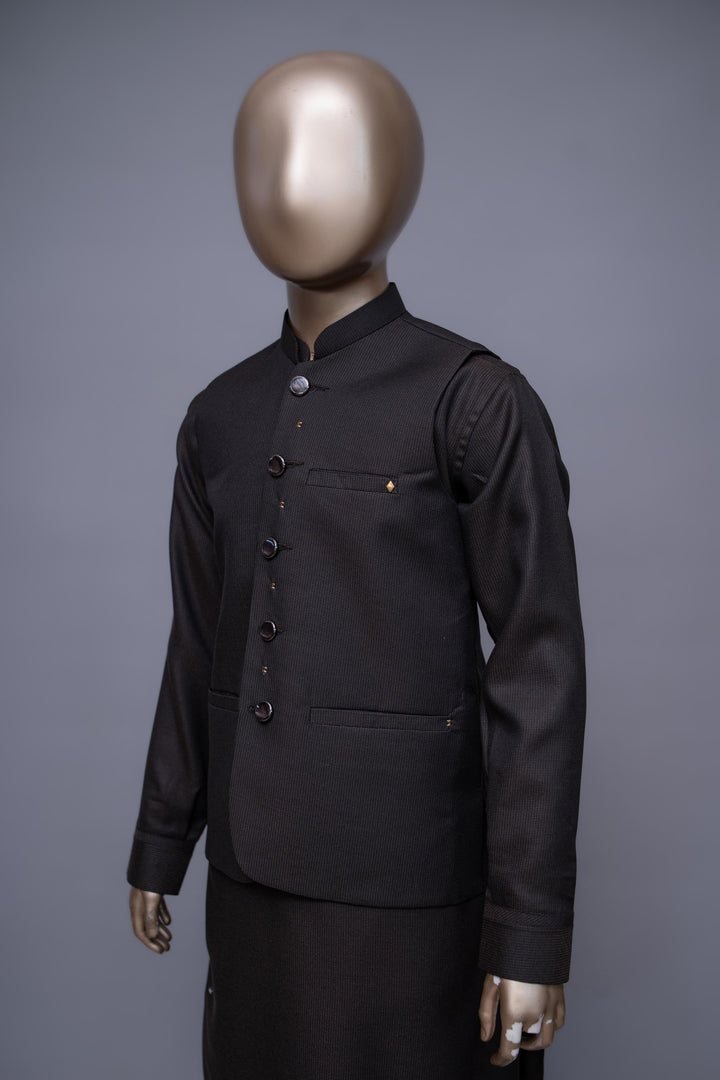 Blended Chocolate Brown Waist Coat - Raf Raf