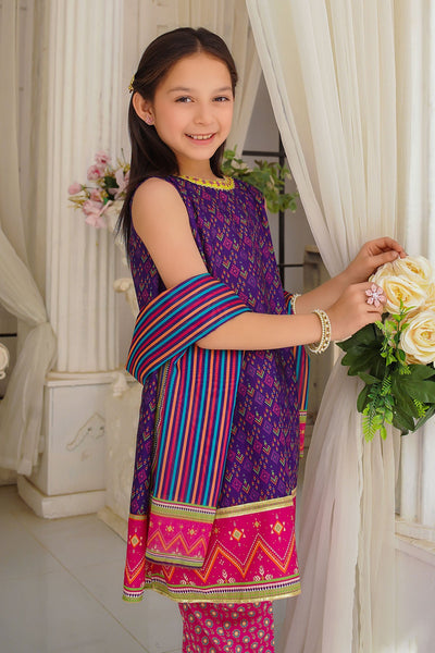 Swiss Lawn Digital Printed Purple & Pink Stitched Suit - Ochre