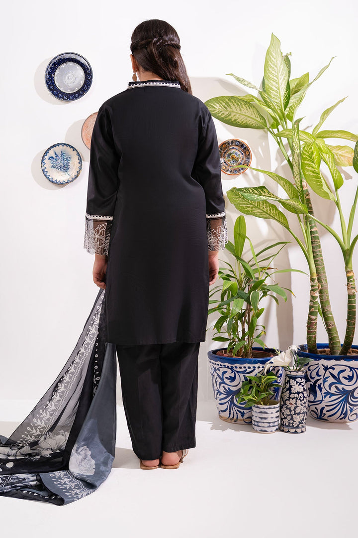 Cotton Black Stitched Suit - Ochre