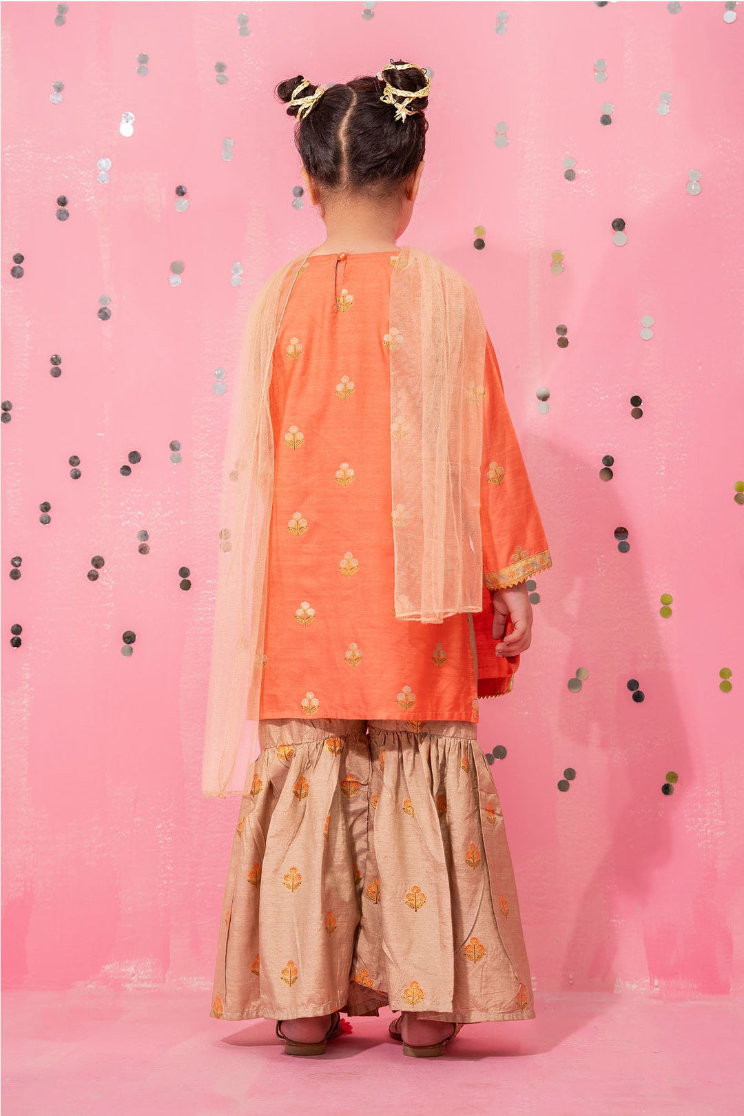 Cotton Silk Embellished Coral Stitched Suit - Ochre