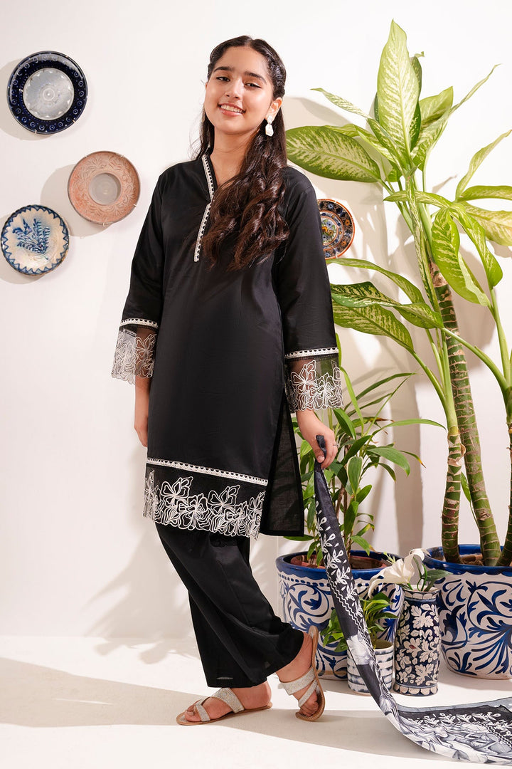 Cotton Black Stitched Suit - Ochre