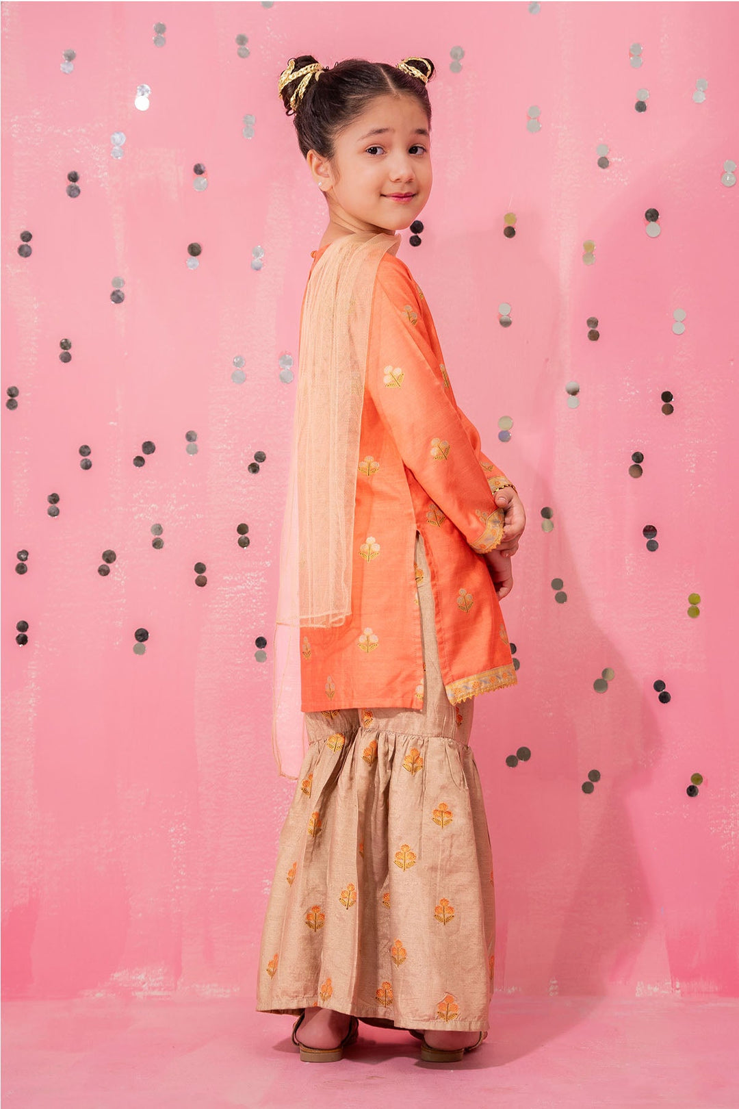 Cotton Silk Embellished Coral Stitched Suit - Ochre