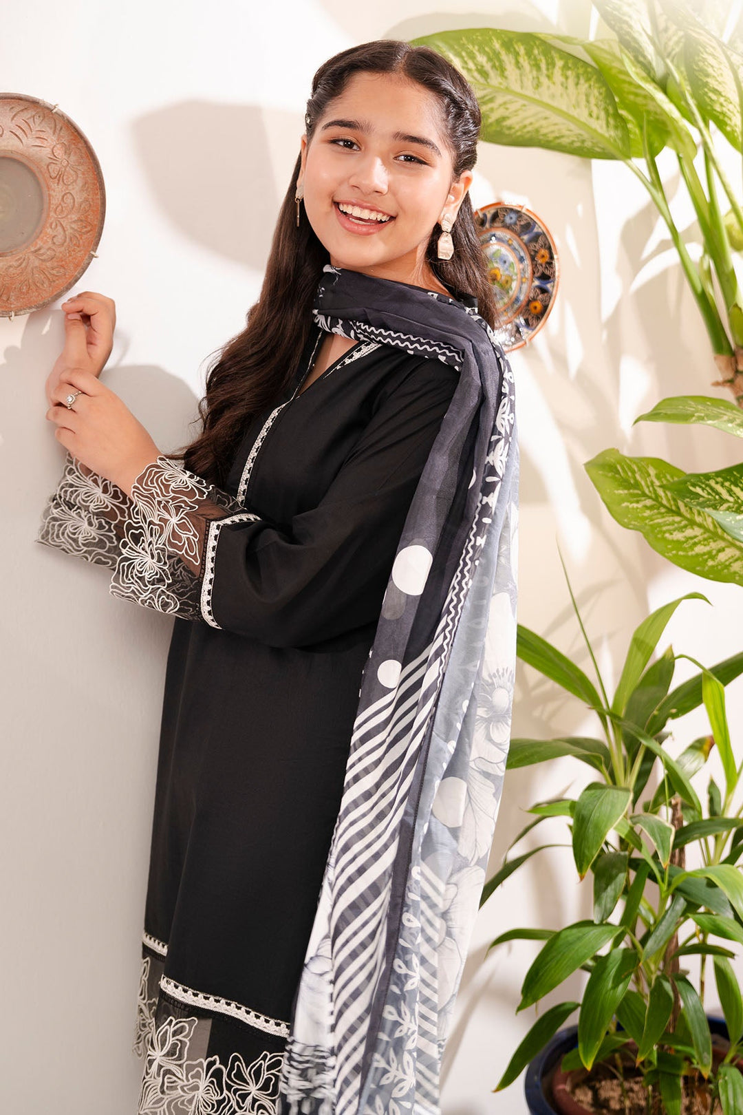 Cotton Black Stitched Suit - Ochre