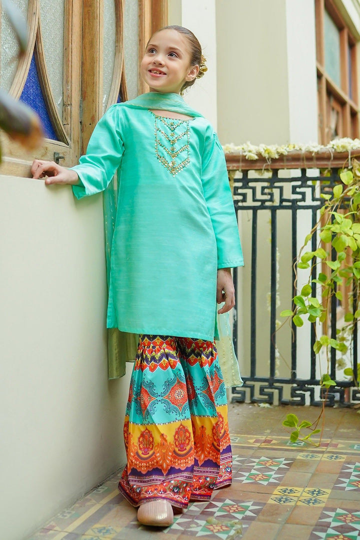 Cotton Silk Hand Adda Light Green 3 Piece Stitched Suit - Ochre