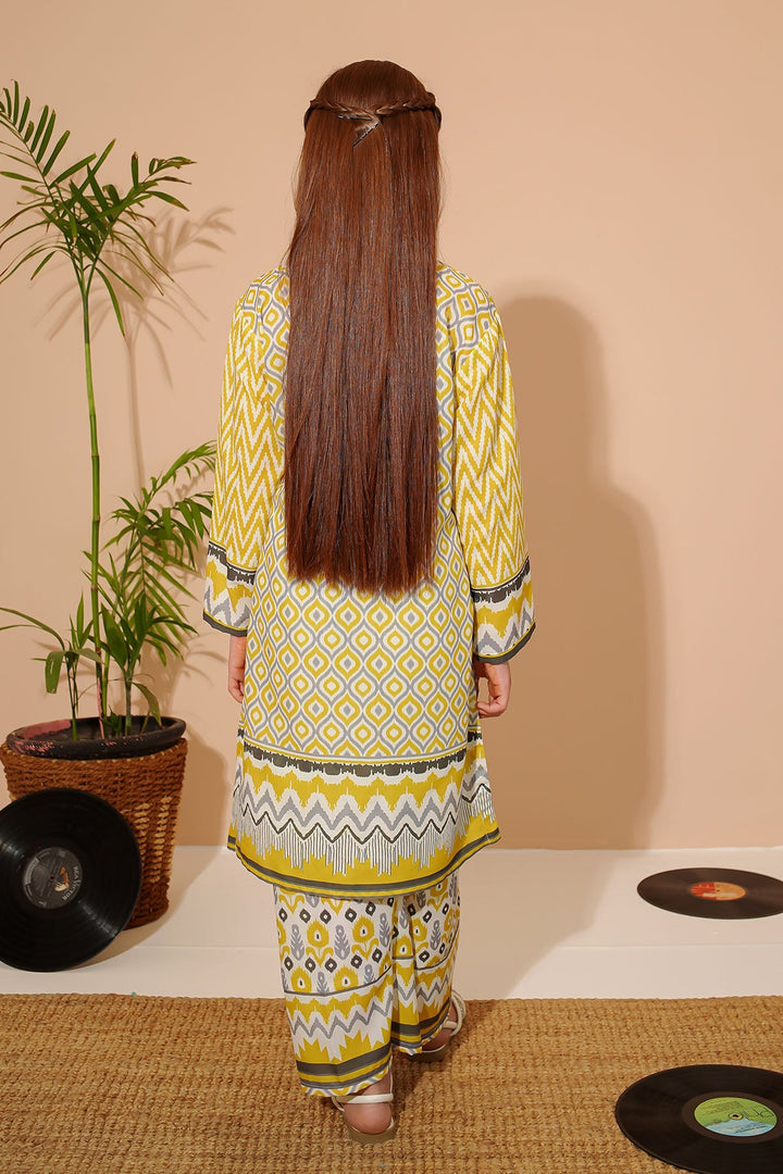 Swiss Lawn Digital Printed Mustard Stitched Suit - Ochre
