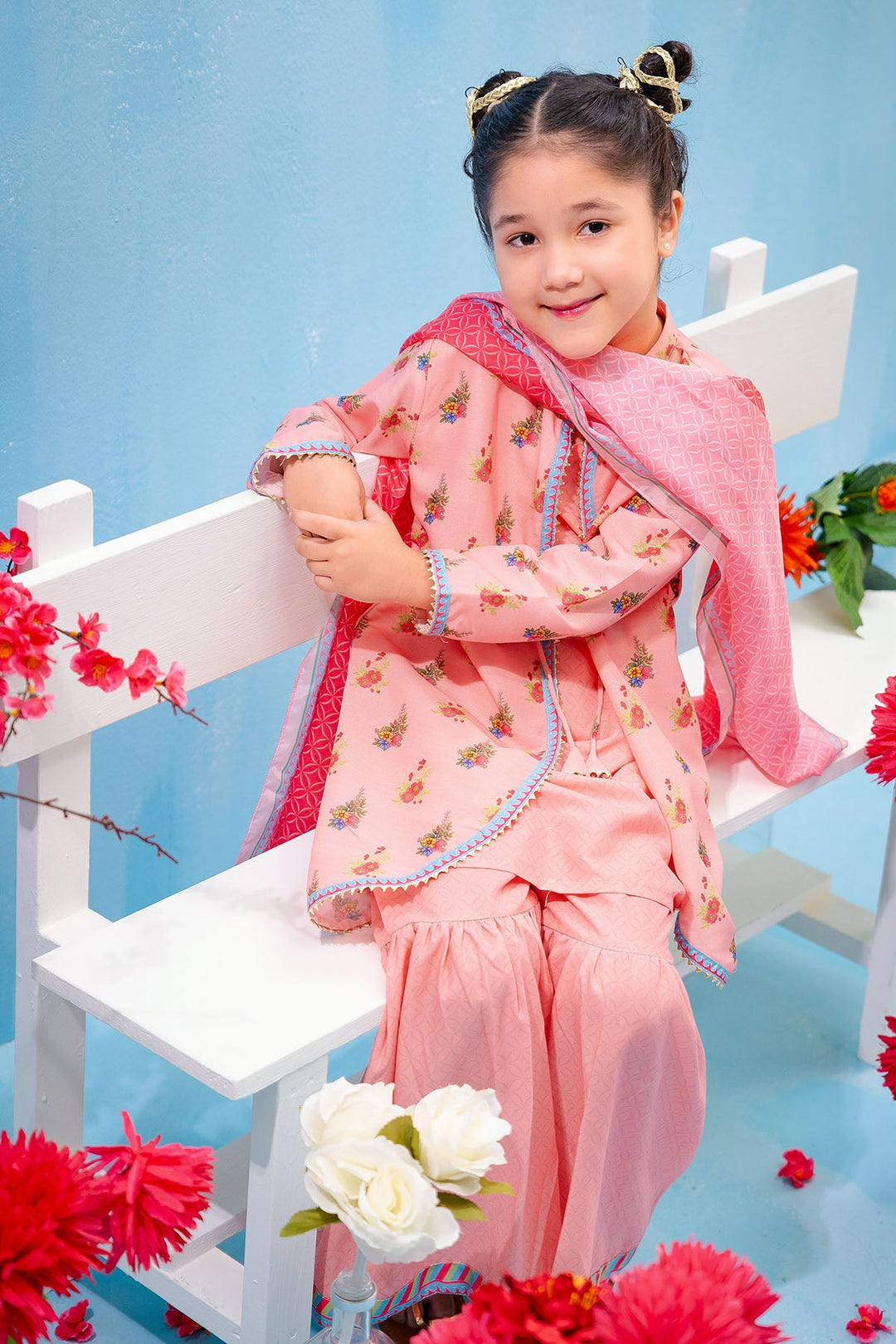 Swiss Lawn Digital Printed Peach Stitched Suit - Ochre