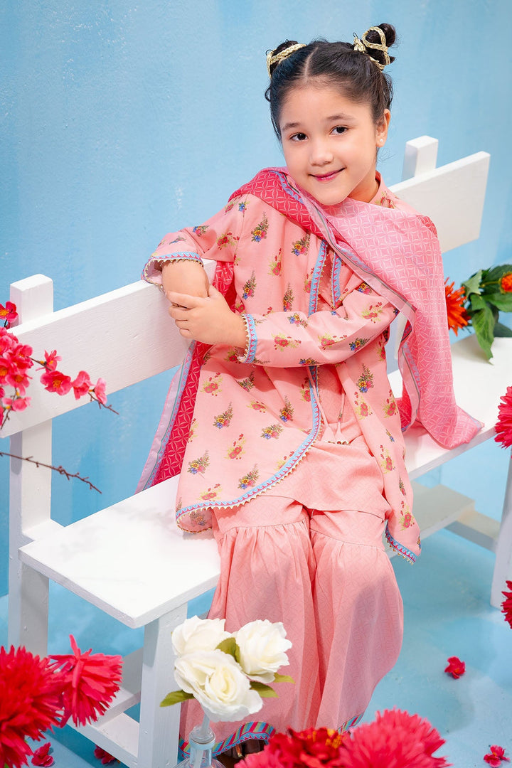 Swiss Lawn Digital Printed Peach Stitched Suit - Ochre