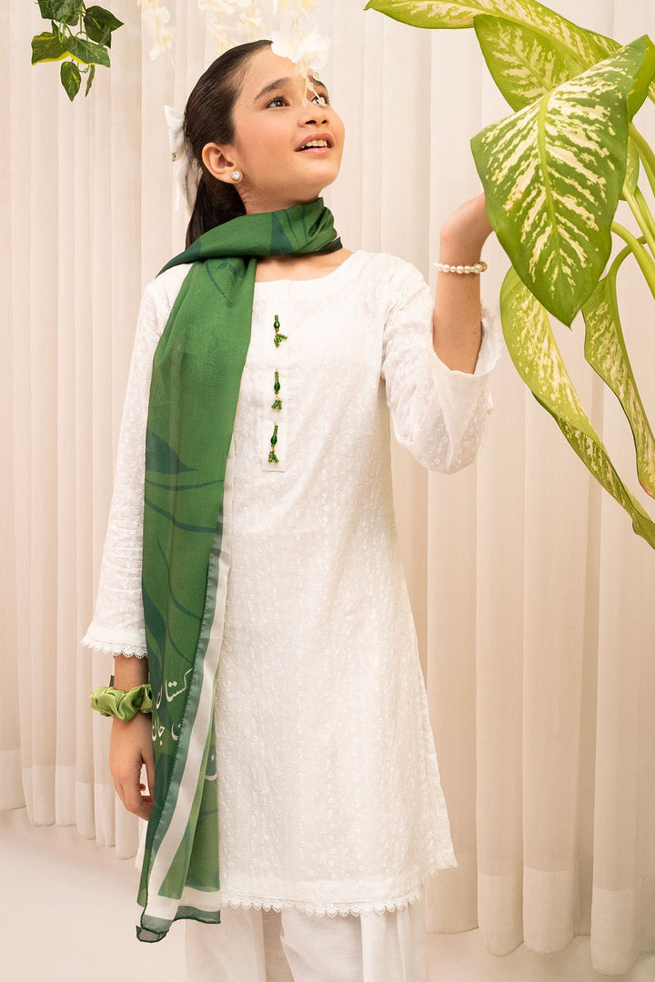 Chikankari White Stitched Suit - Ochre