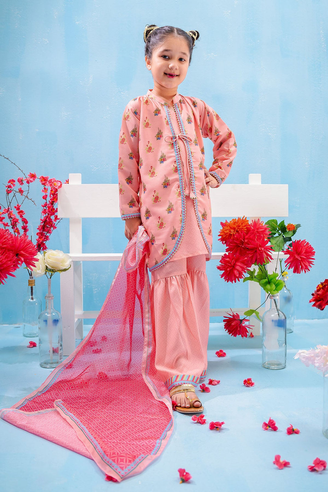 Swiss Lawn Digital Printed Peach Stitched Suit - Ochre