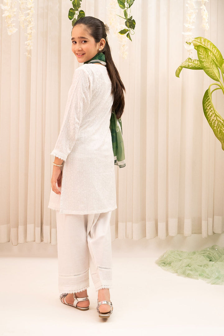 Chikankari White Stitched Suit - Ochre