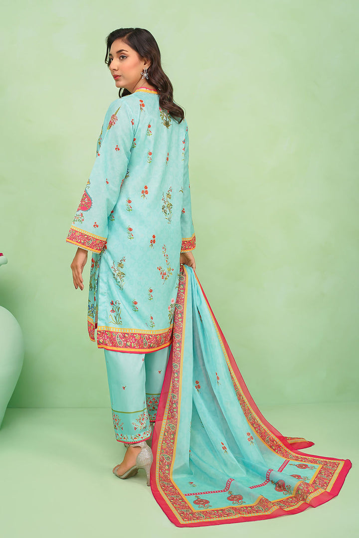 Poly Lawn Digital Printed Ferozi Stitched Suit - Ochre
