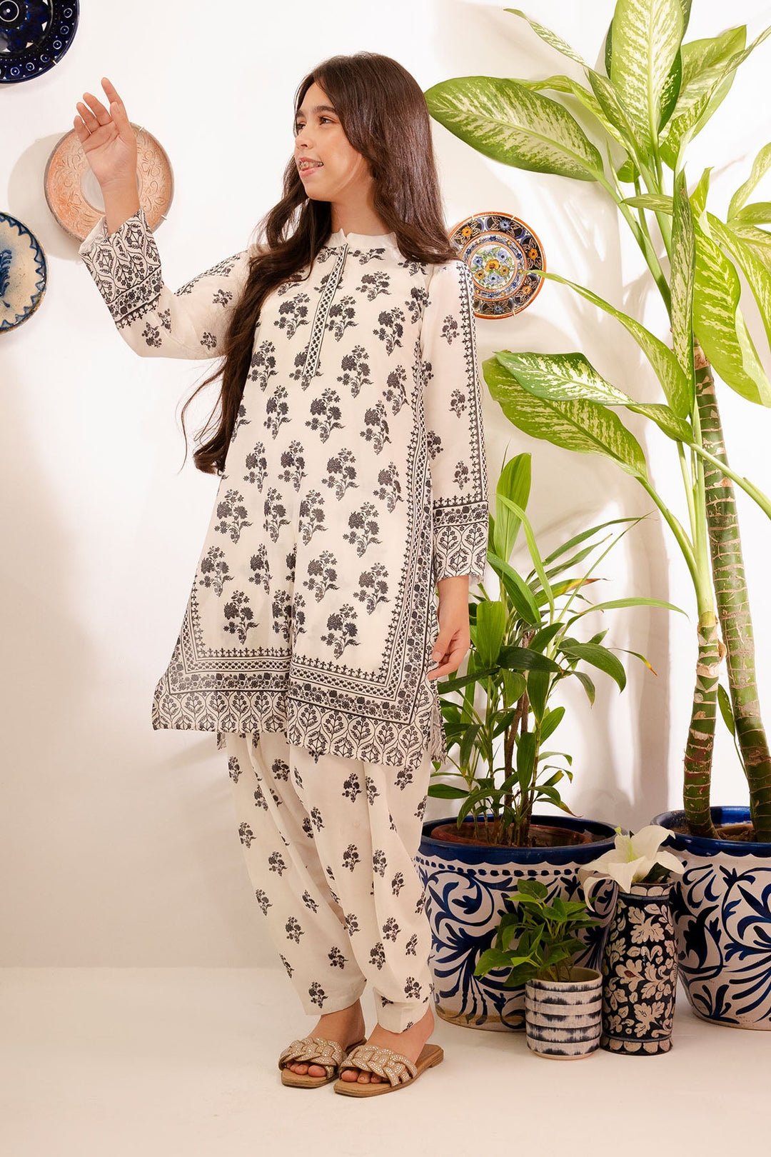 Swiss Lawn Digital Printed Off White Stitched Suit - Ochre