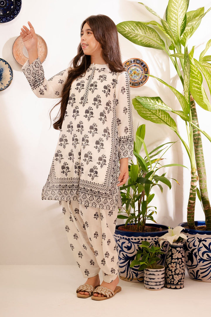 Swiss Lawn Digital Printed Off White Stitched Suit - Ochre