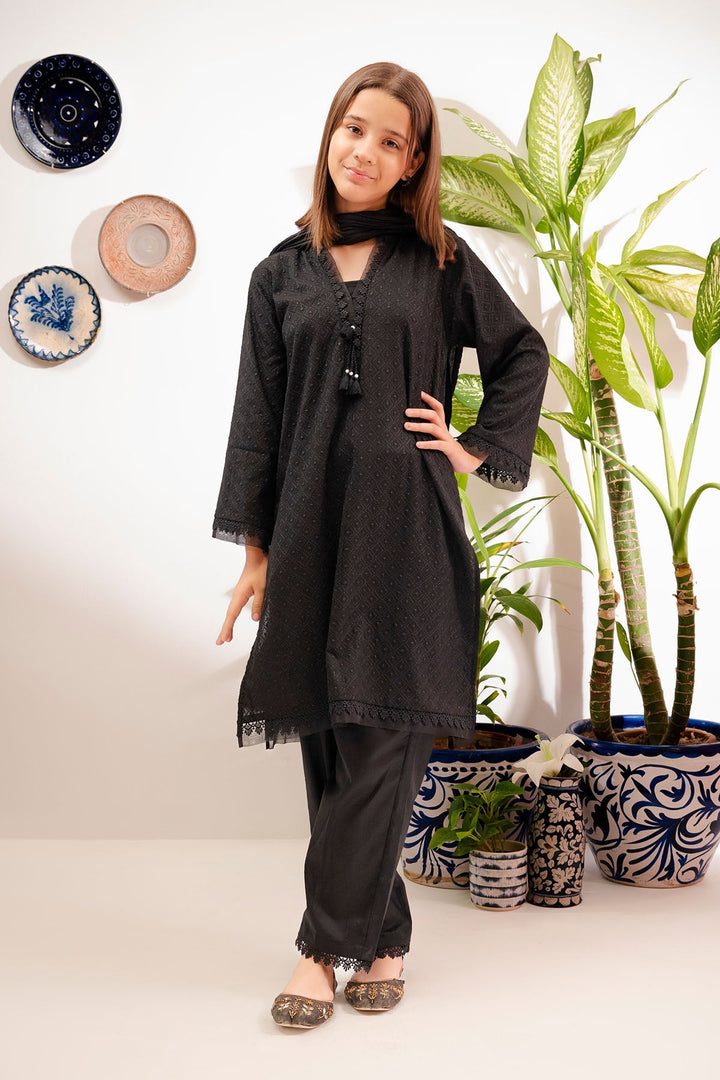 Cotton Black Stitched Suit - Ochre
