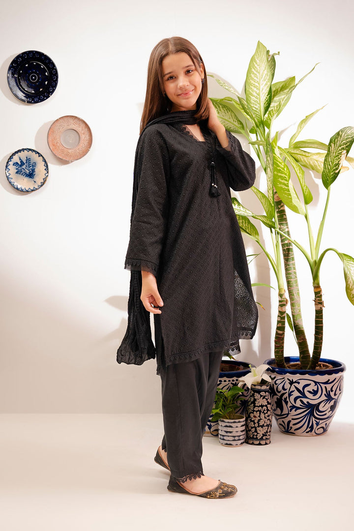 Cotton Black Stitched Suit - Ochre