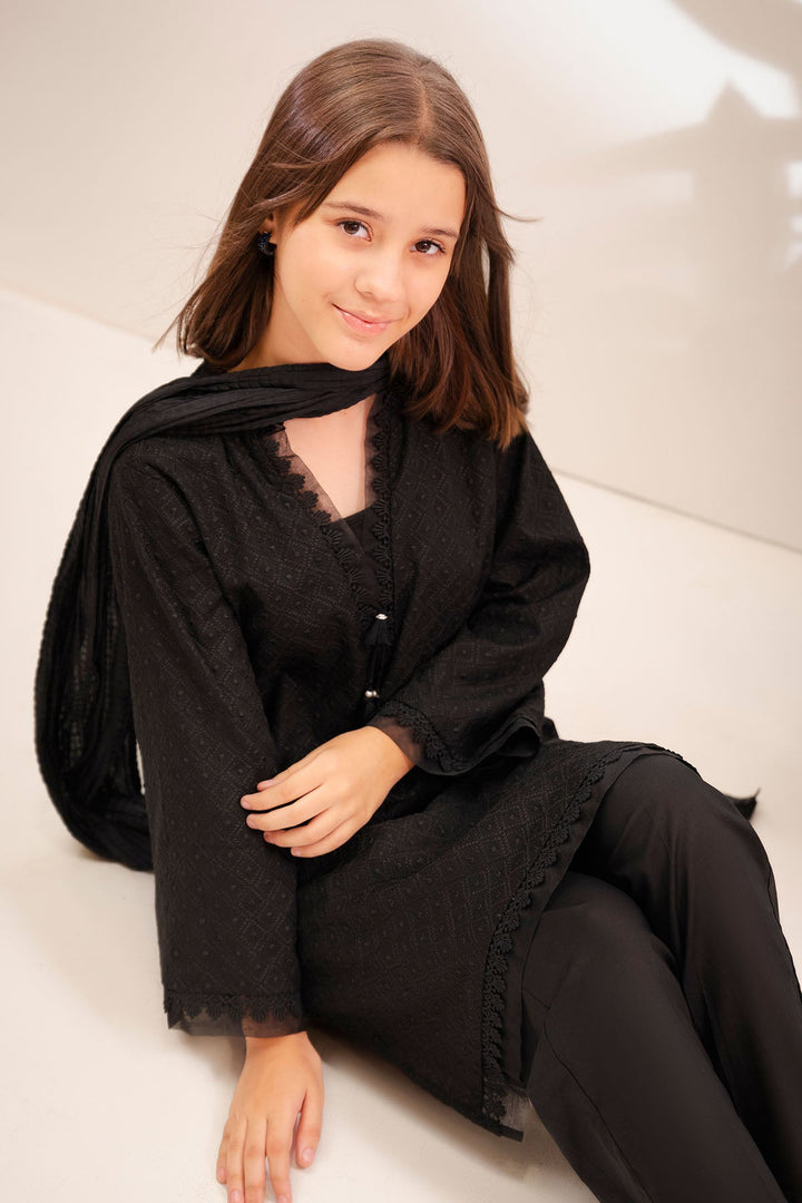 Cotton Black Stitched Suit - Ochre