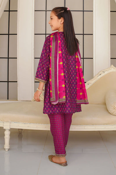 Swiss Lawn Digital Printed Purple Stitched Suit - Ochre