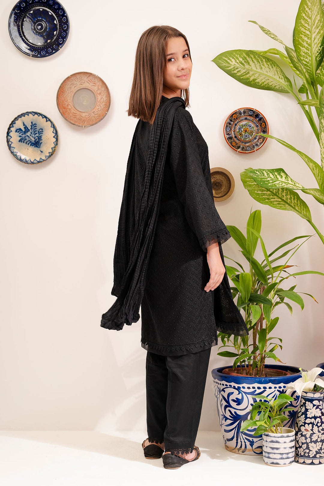Cotton Black Stitched Suit - Ochre