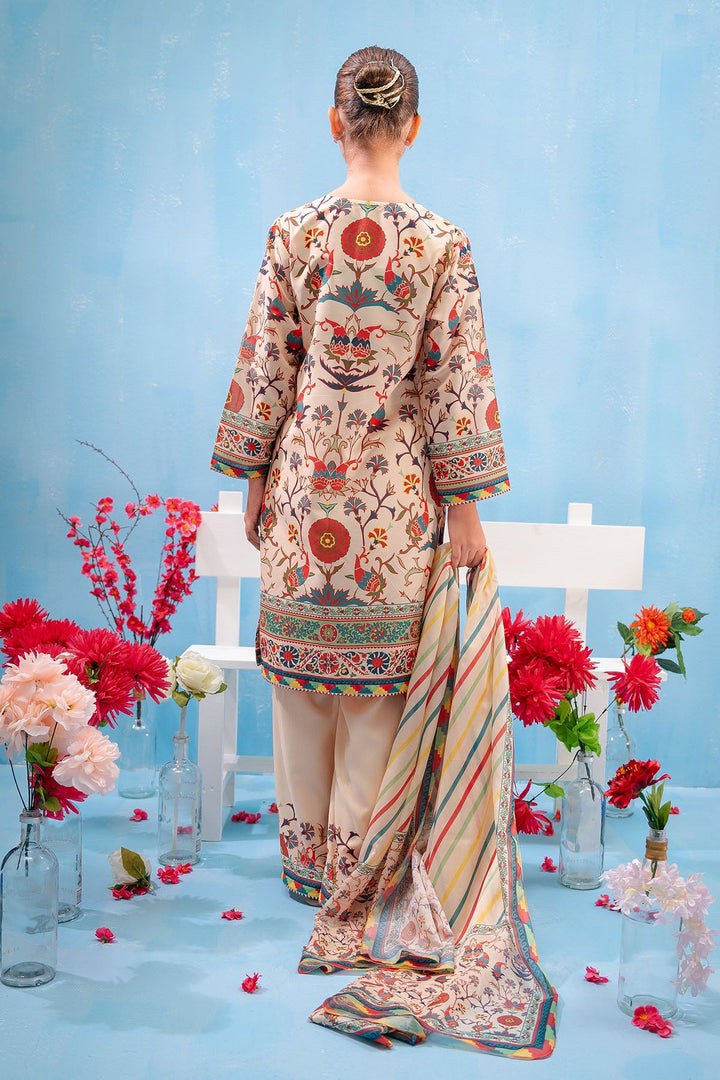 Swiss Lawn Digital Printed Off White Stitched Suit - Ochre