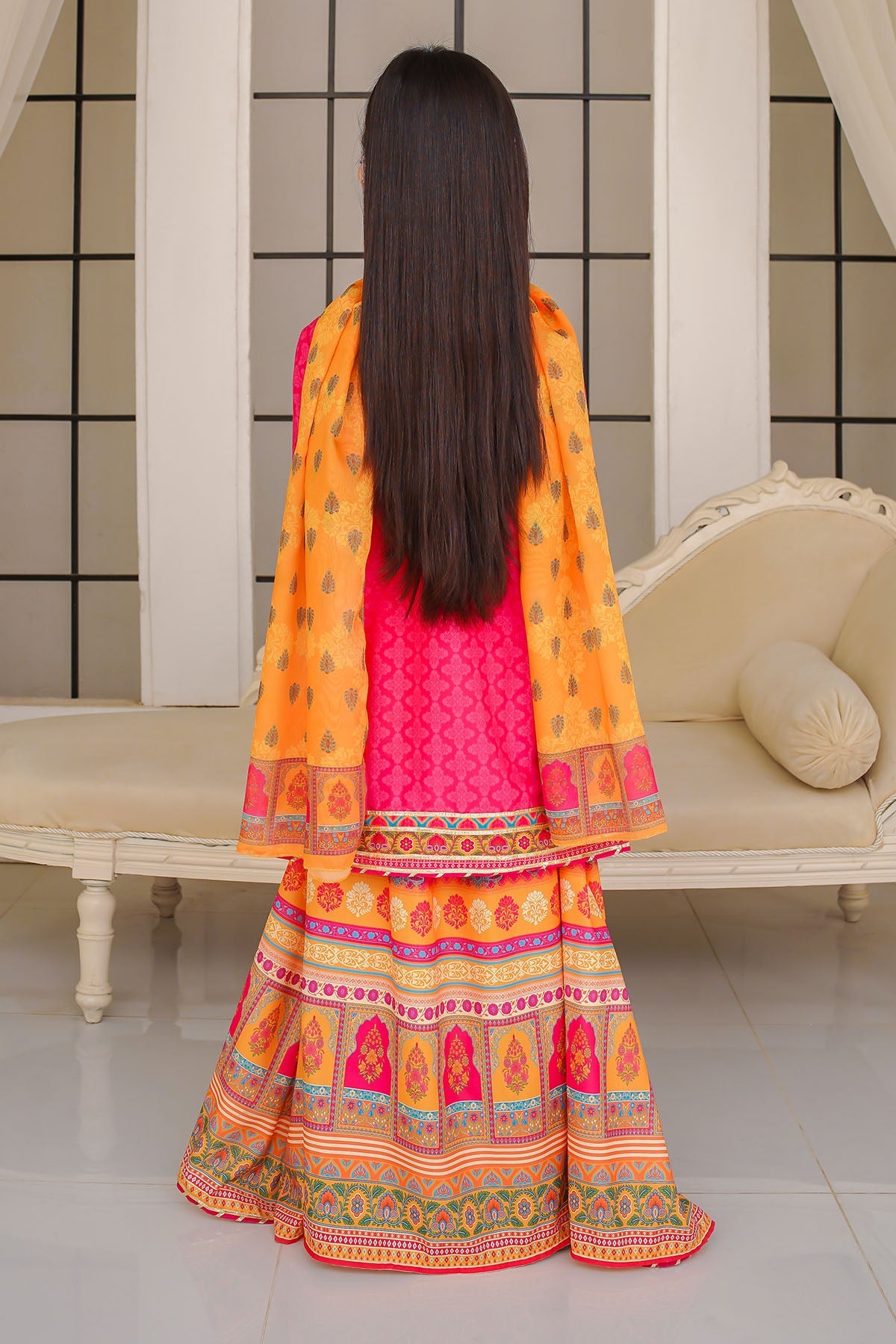 Swiss Lawn Digital Printed Hot Pink Stitched Suit - Ochre