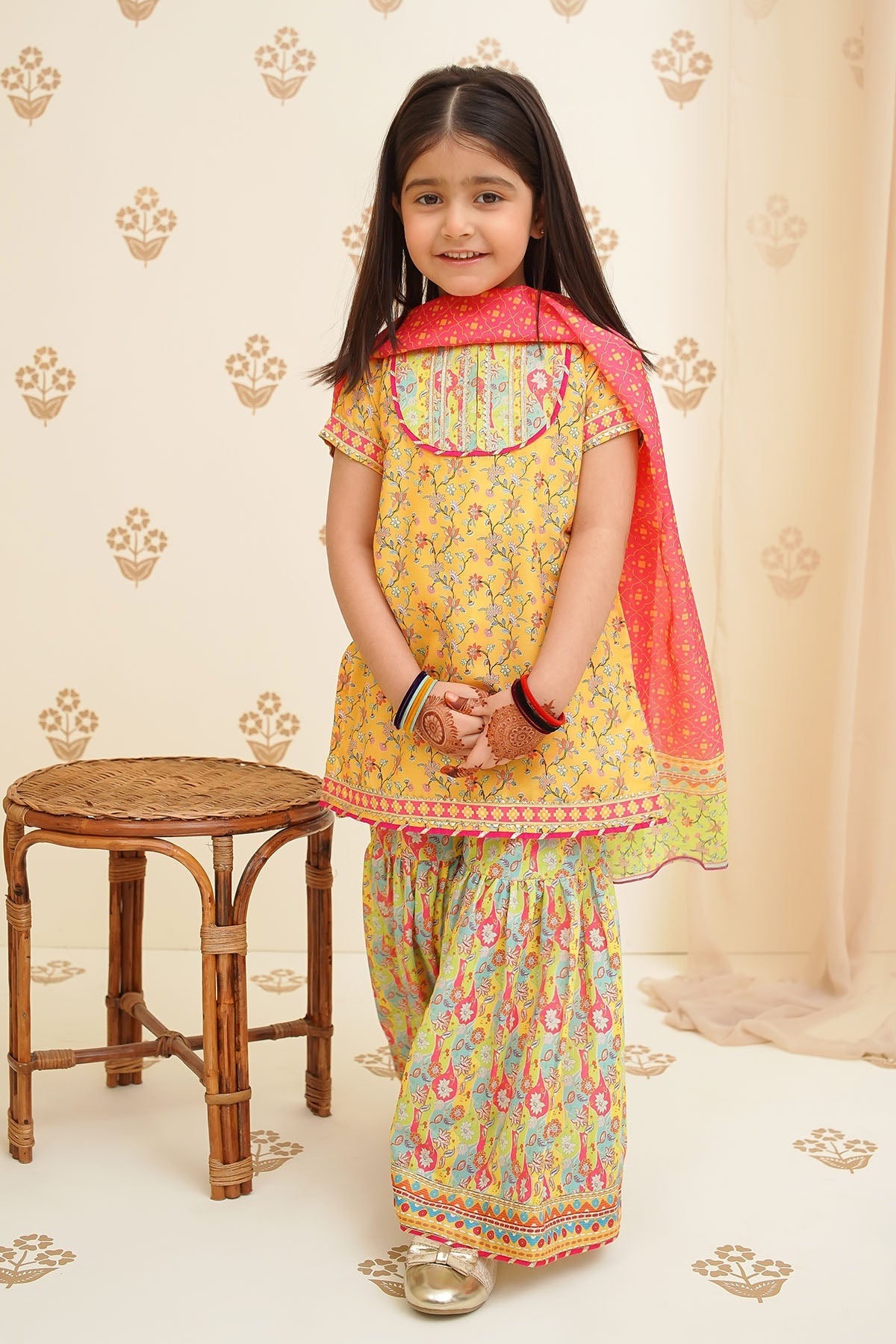 Swiss Lawn Digital Printed Lemon Stitched Suit - Ochre