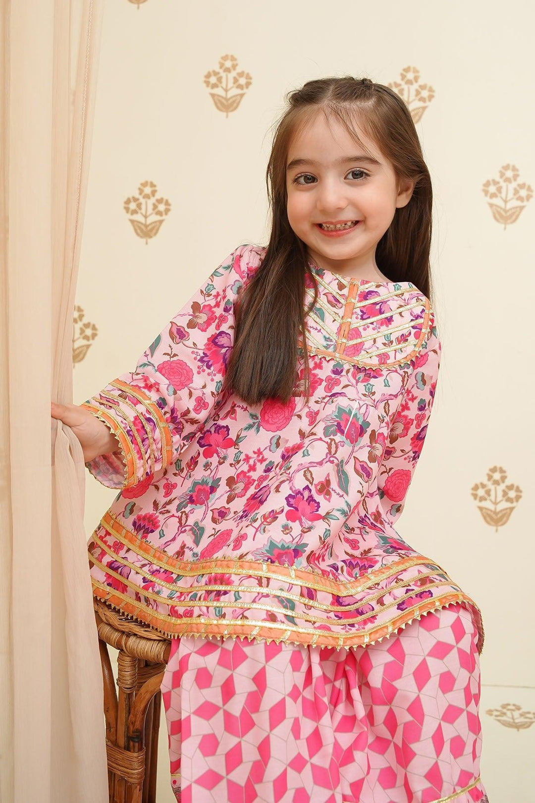 Swiss Lawn Digital Printed Pink Stitched Suit - Ochre