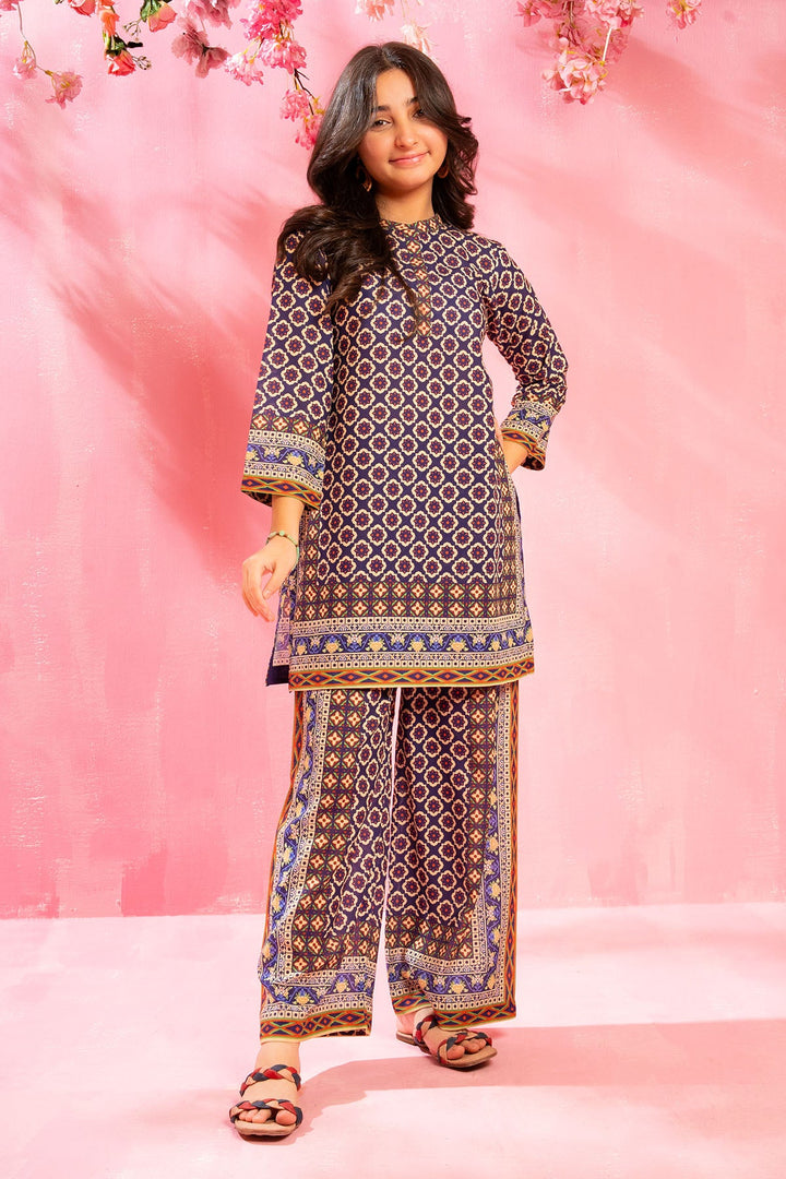 Swiss Lawn Digital Printed Brown Stitched Suit - Ochre