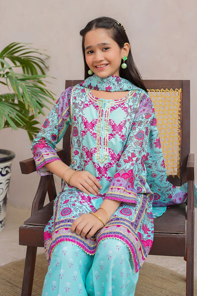 Swiss Lawn Digital Printed Mint Stitched Suit - Ochre