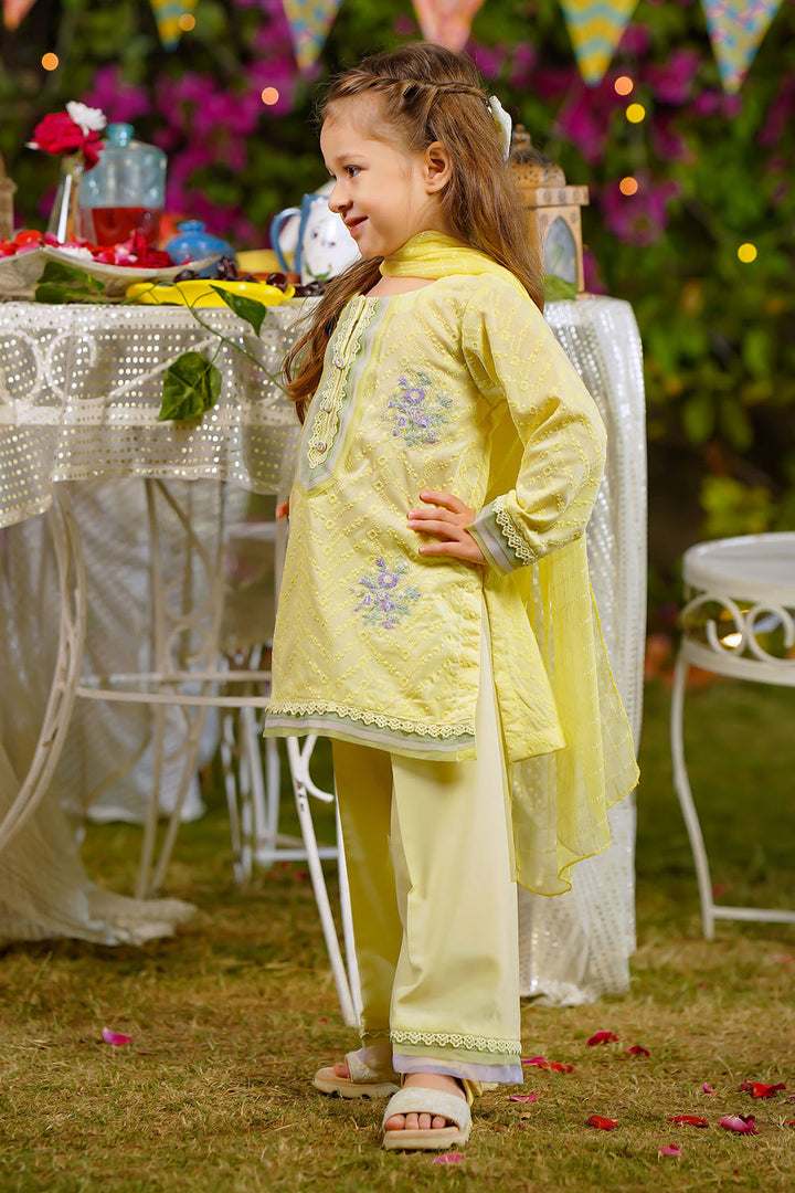 Chikankari Embroidered Lemon Stitched Suit - Ochre