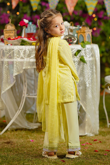 Chikankari Embroidered Lemon Stitched Suit - Ochre