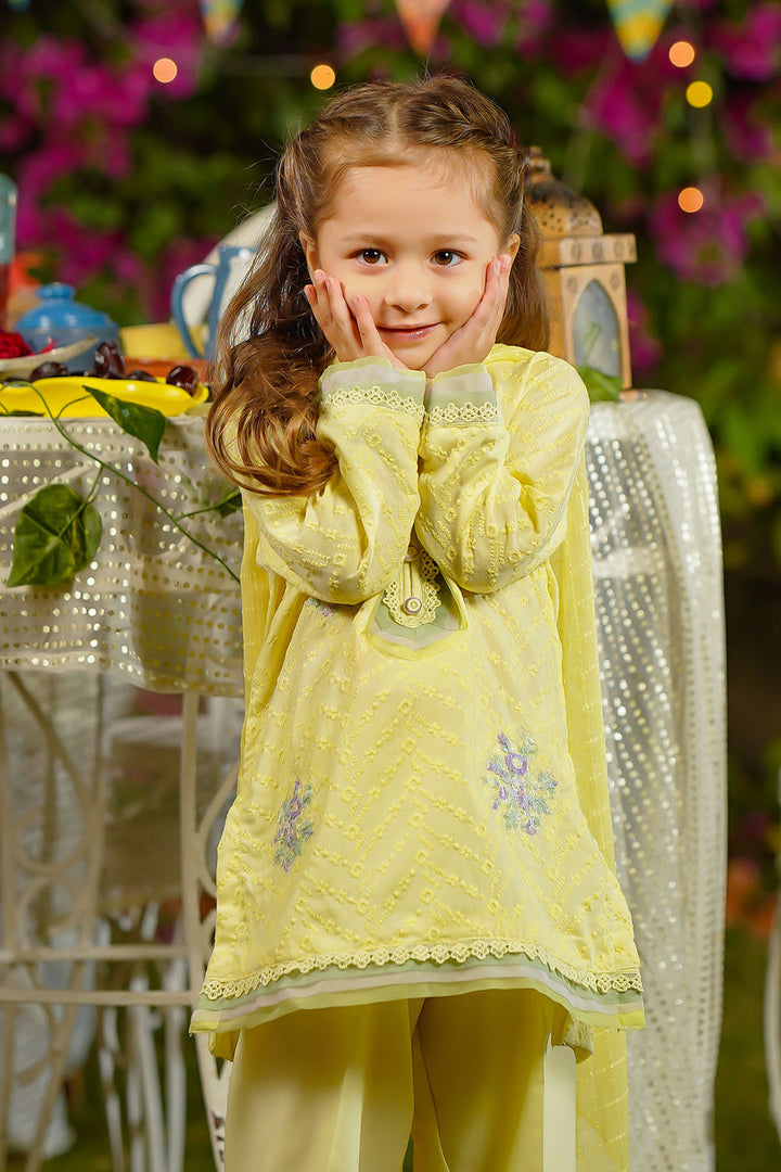 Chikankari Embroidered Lemon Stitched Suit - Ochre