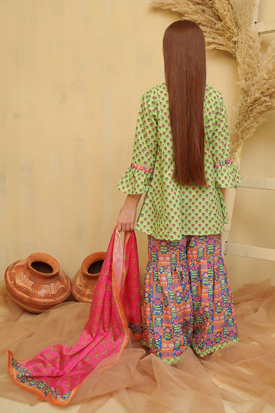 Swiss Lawn Digital Printed Green Stitched Suit - Ochre