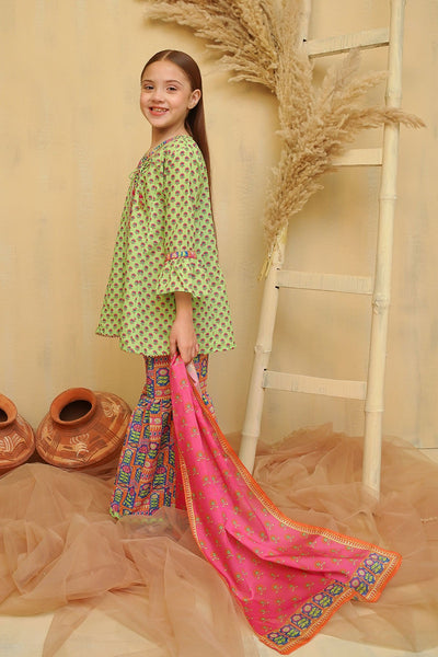 Swiss Lawn Digital Printed Green Stitched Suit - Ochre