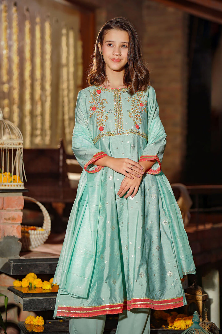 Viscose Jacquard Mint Stitched Suit - Ochre