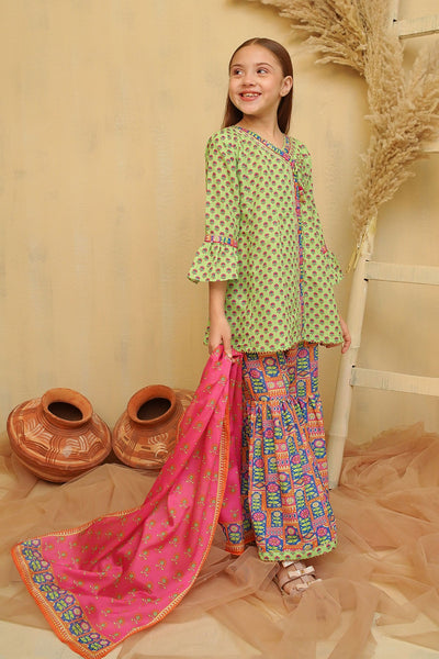 Swiss Lawn Digital Printed Green Stitched Suit - Ochre