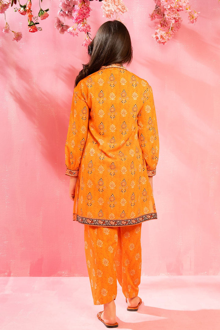 Swiss Lawn Digital Printed Mustard Stitched Suit - Ochre