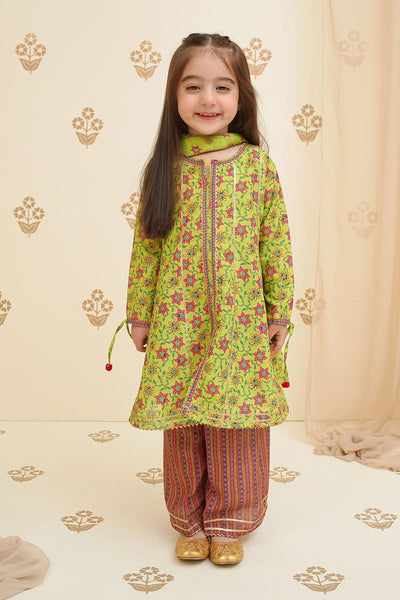 Swiss Lawn Digital Printed Lime Green Stitched Suit - Ochre