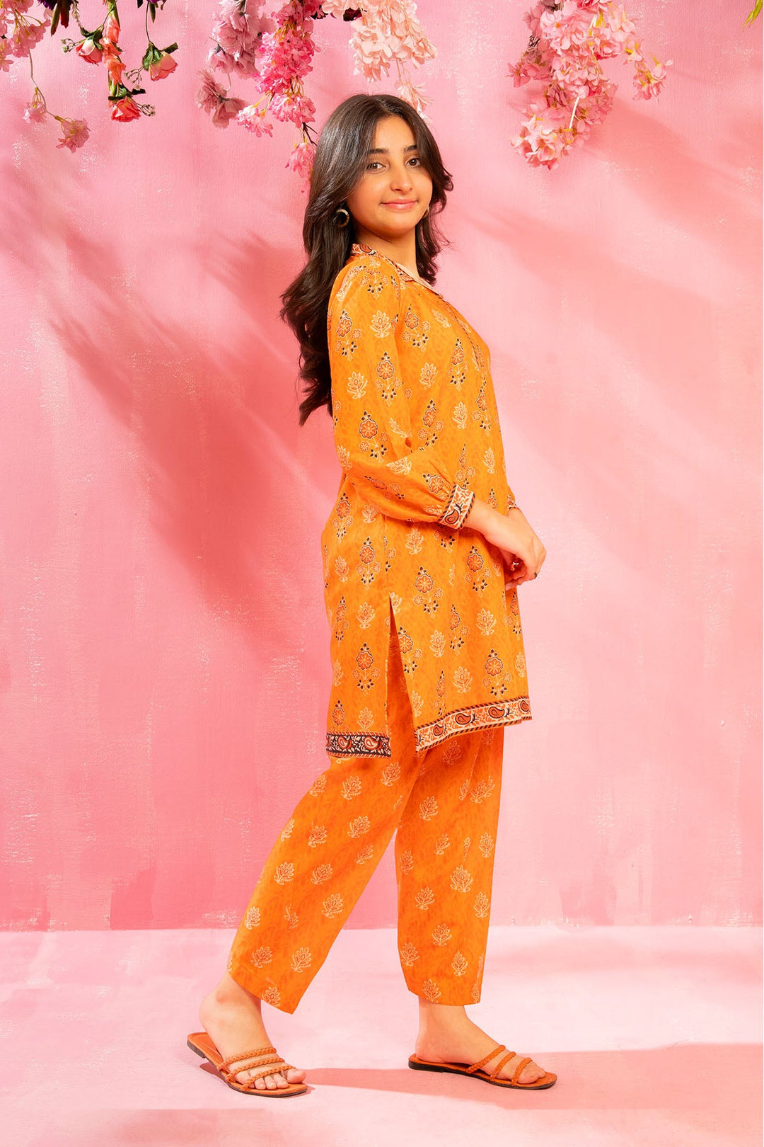 Swiss Lawn Digital Printed Mustard Stitched Suit - Ochre