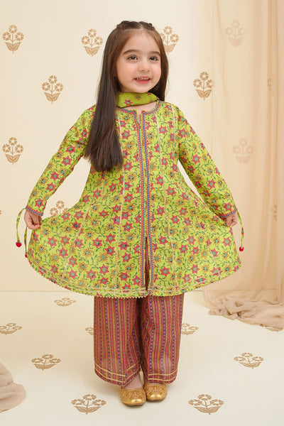 Swiss Lawn Digital Printed Lime Green Stitched Suit - Ochre